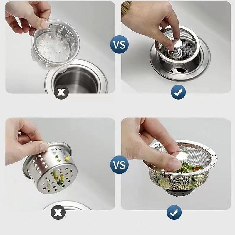 Filtro per lavello della cucina Filtri a rete per lavello in acciaio inox Utensili da cucina Scarichi a pavimento del bagno Raccogli capelli Filtro per rifiuti del 2026 a $9.99 –P5