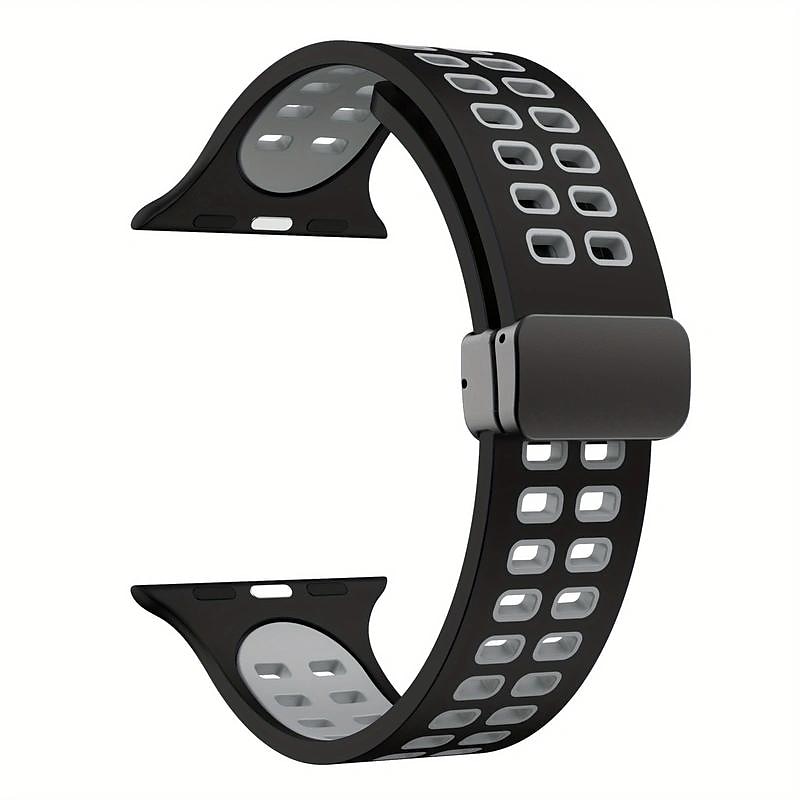 Bracelets de montre intelligente pour Apple Watch 44 mm 40 mm 49 mm 38 mm 45 mm 41 mm 42 mm bracelet en silicone bicolore sport pour femme + bracelet de remplacement à fermoir en D magnétique pour de 2025 ? $13.99 –P11