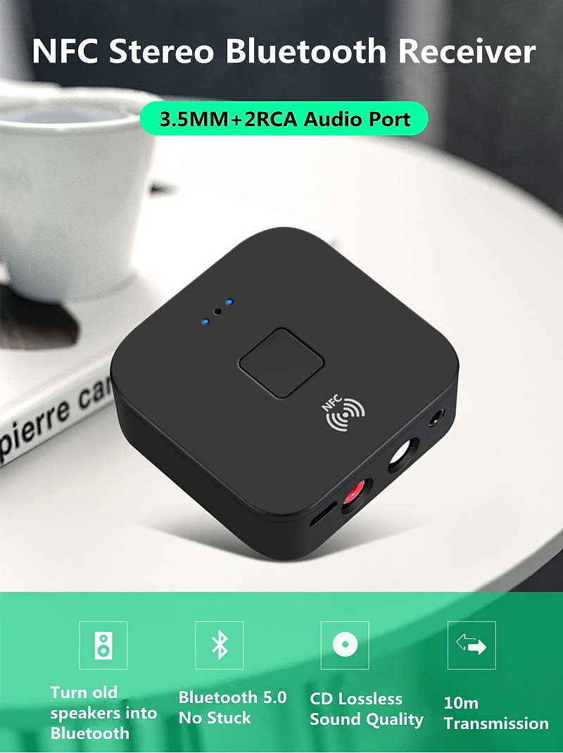 Приемник vaorlo nfc, адаптер Bluetooth 5,0 с разъемом 3,5 мм aux для автомобильного комплекта, динамик и наушники, беспроводной приемник, стерео музыка 2025 - $22.99 –P1