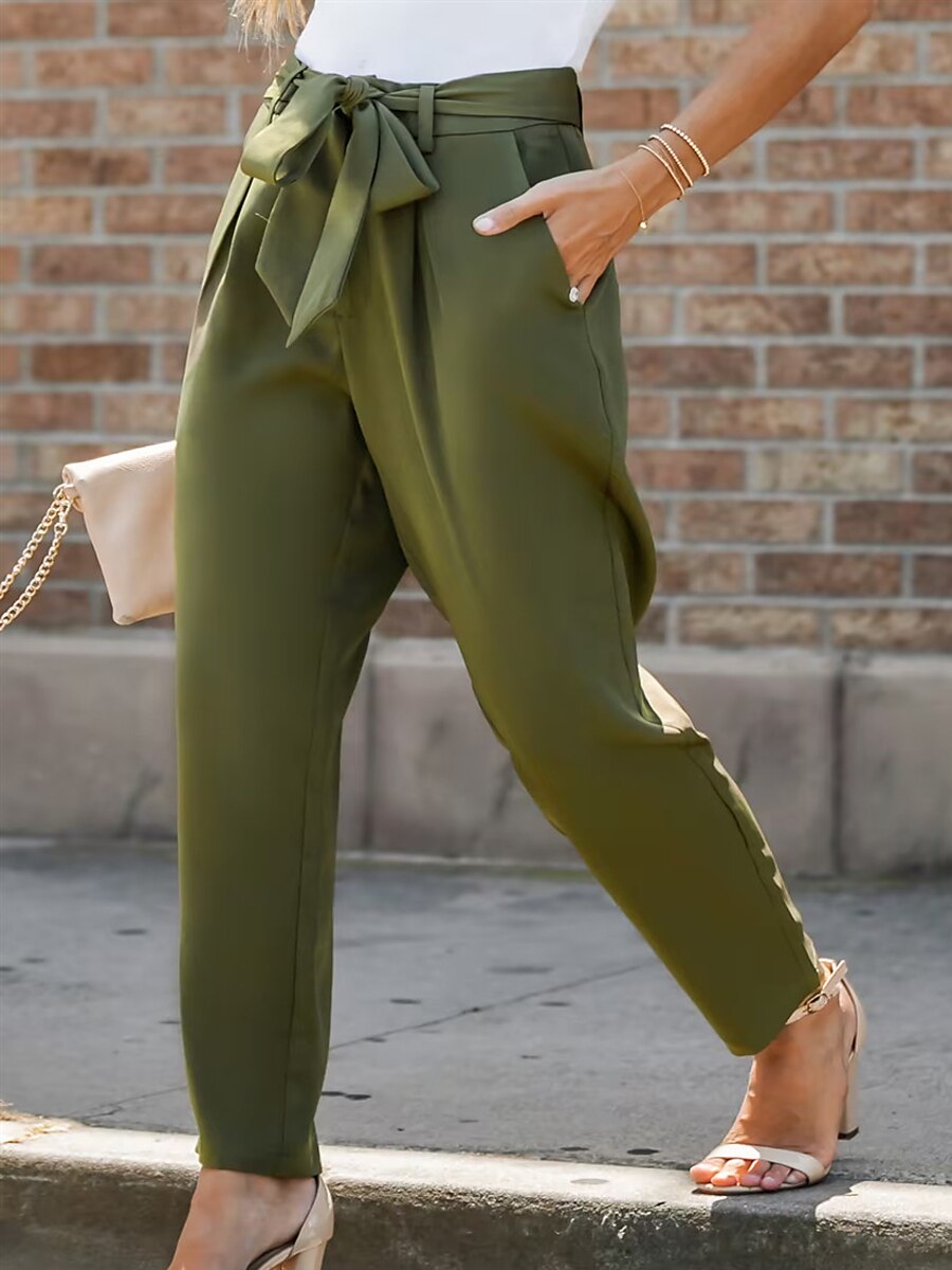 Women's Chinos Pants Trousers Full Length Fashion Streetwear Street Daily Olive Green XS S Fall Winter 2023 - US $26.99 –P1