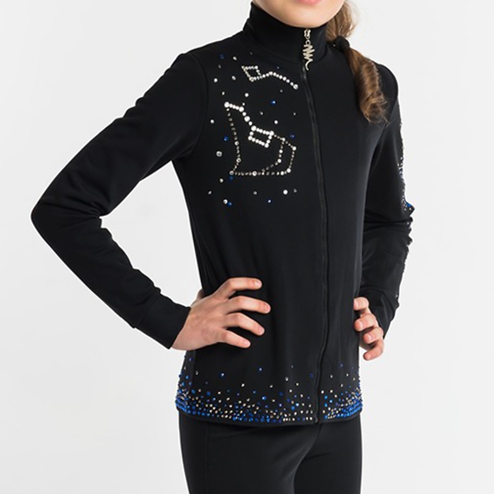 Fleecejack voor kunstschaatsen Dames Voor meisjes Schaatsen Jack Kleding Bovenlichaam Zwart Rekbaar Opleiding Wedstrijd Kunstschaatskleding Thermisch Warm Kristal / Bergkristal Lange mouw Schaatsen 2025 - $78.99 –P2