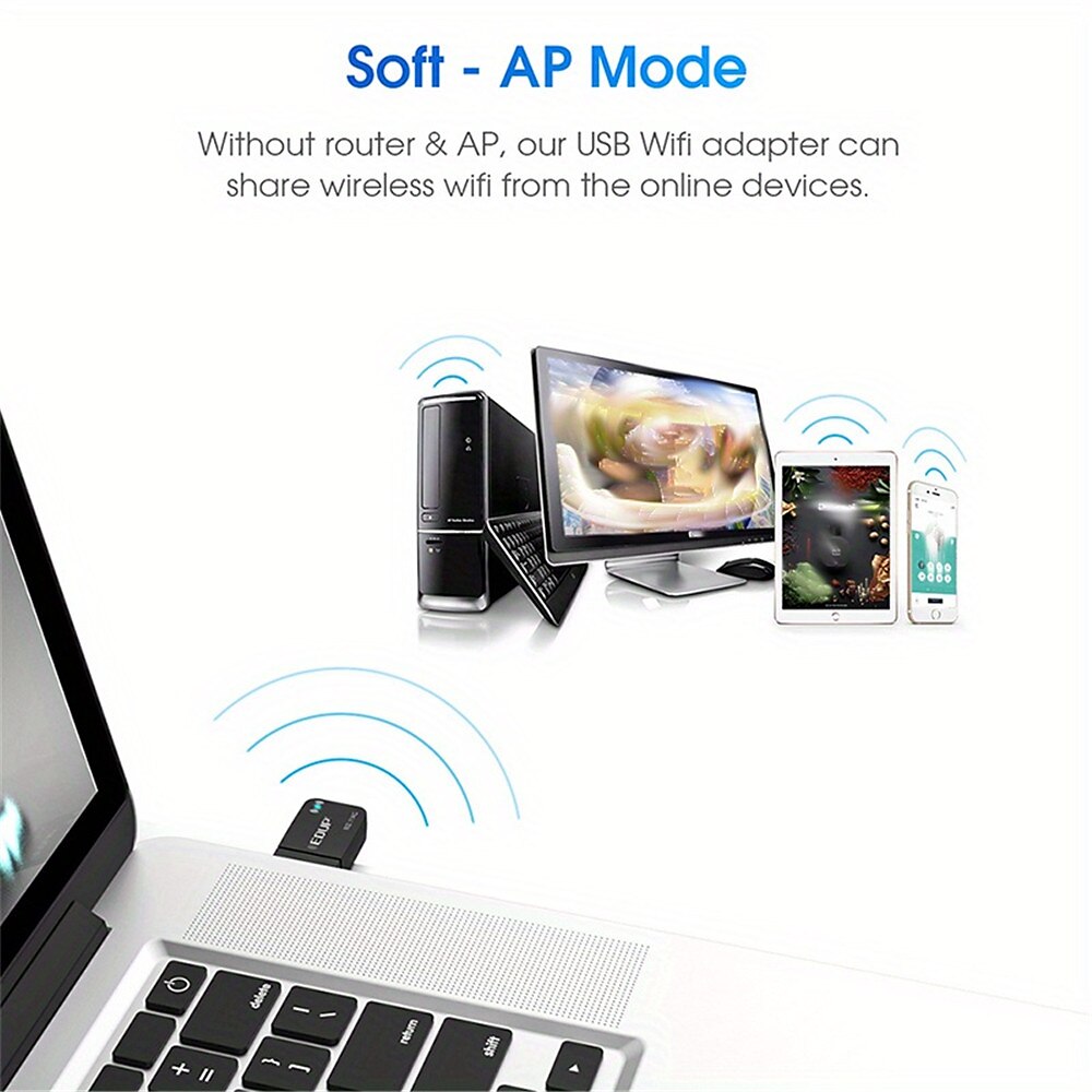 EDUP USB WiFi AC Adapter Dual Band Wireless 1300Mbps USB Lan Network Card 802.11AC Mini Portable Wi-Fi Adapter For PC LaptopSuitable For Windows XP/Vista / 7/8/10 There XMac OS X 2025 - $28.99 –P3