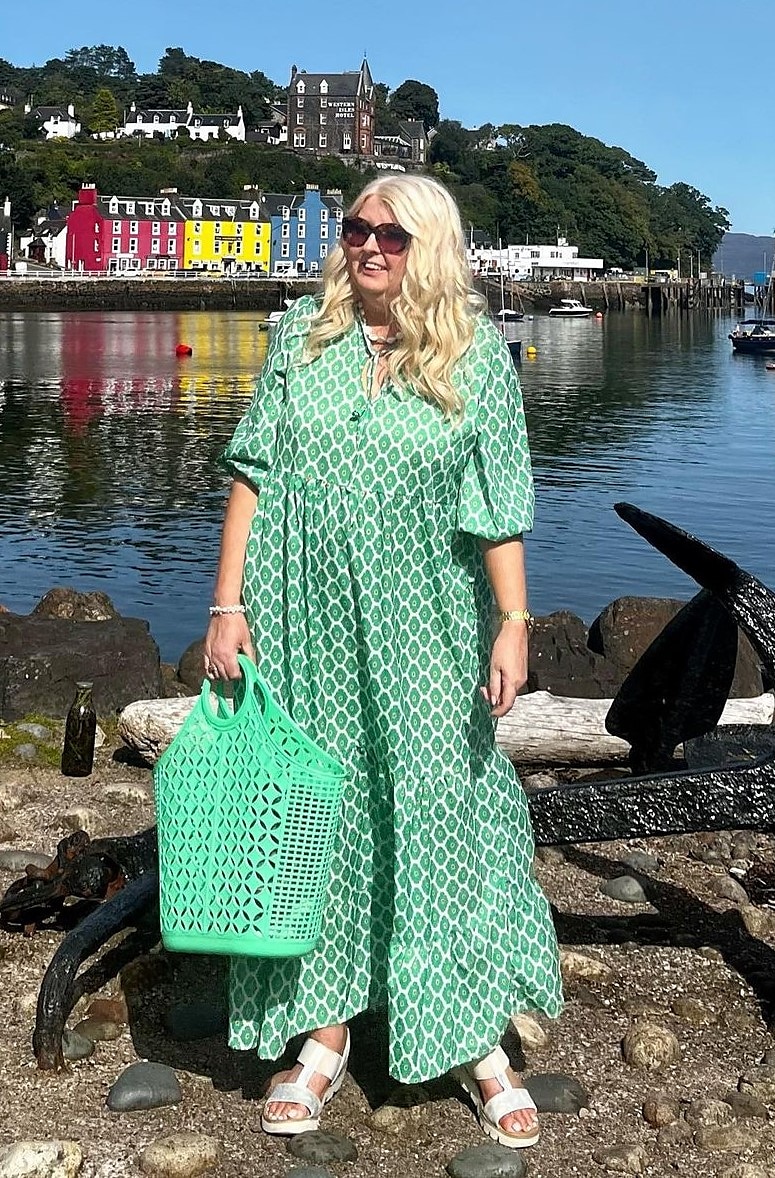 dámské dlouhé šaty maxi šaty zelené 3/4 rukáv geometrický patchwork podzim podzim v výstřih volný střih 2023 s m l xl 2025 - $33.99 –P8