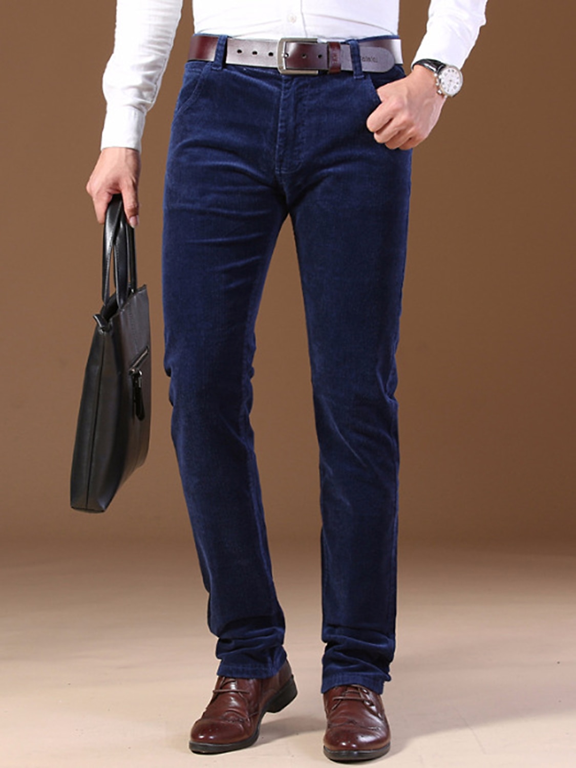 Men's Dress Pants Corduroy Pants Winter Pants Trousers Suit Pants Pocket Plain Comfort Breathable Outdoor Daily Going out Fashion Casual Dark Khaki Black 2026 - $37.99 –P4