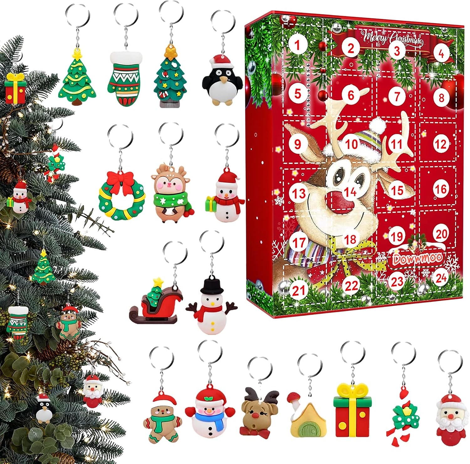 Advent Calendar 2023 Wednesday Keychains - Christmas Countdown Calendar  with