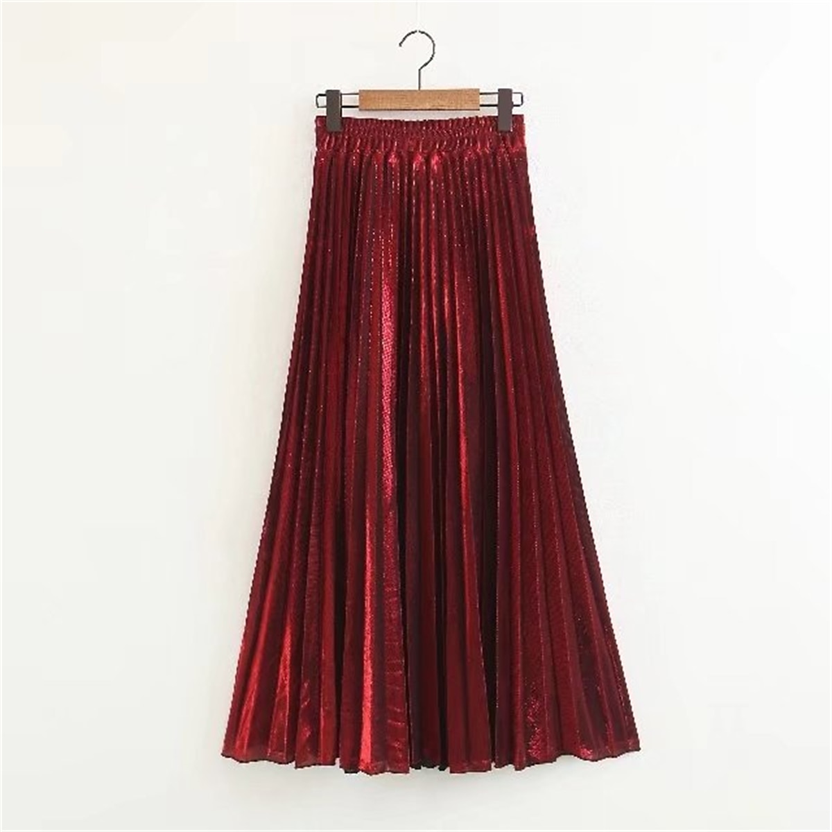 Pentru femei Fustă Linie A Leagăn Fusta lunga Elegant Modă Maxi Talie Înaltă Fuste Mată Plisată Stradă Zilnic Argintiu Roșu Vin Negru Auriu Iarnă Amestec Bumbac Catifea 2025 - $31.99 –P1