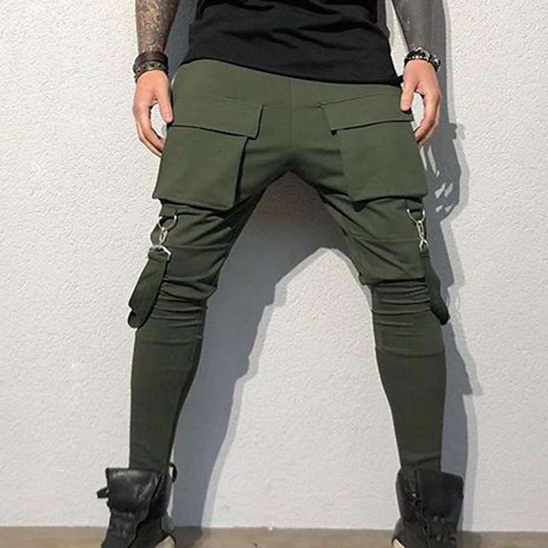 Per uomo Pantaloni cargo Abbigliamento tecnico Tasche Liscio Comfort Traspirante Esterno Giornaliero Per uscire Di tendenza Informale Nero Rosso del 2026 a $31.99 –P6