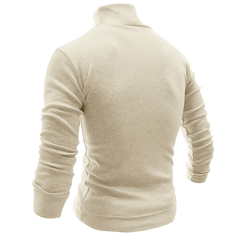 Herren T Shirt T-Shirt Langarmshirt Langarm Rollkragen Frühling & Herbst Einfach Mode Designer Basic Urlaub Straße Ausgehen Wein Aprikose Dunkelgrau Top T-Shirt für Herren 2025 - $23.99 –P4
