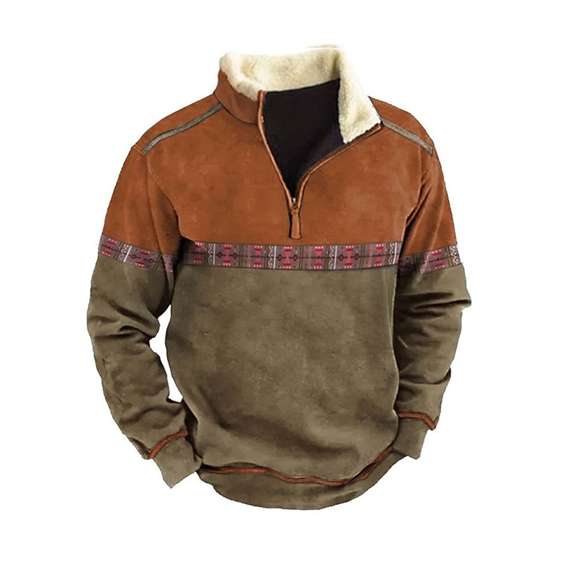 Herren Graphic Farbblock Stammes Sweatshirts Sweatshirt Pullover Reißverschluss-Sweatshirt Langarm Sweatshirt Viertel Postleitzahl Täglich Basic Brautkleider schlicht 3D-Druck Urlaub Festtage Ausgehen 2025 - $43.99 –P2