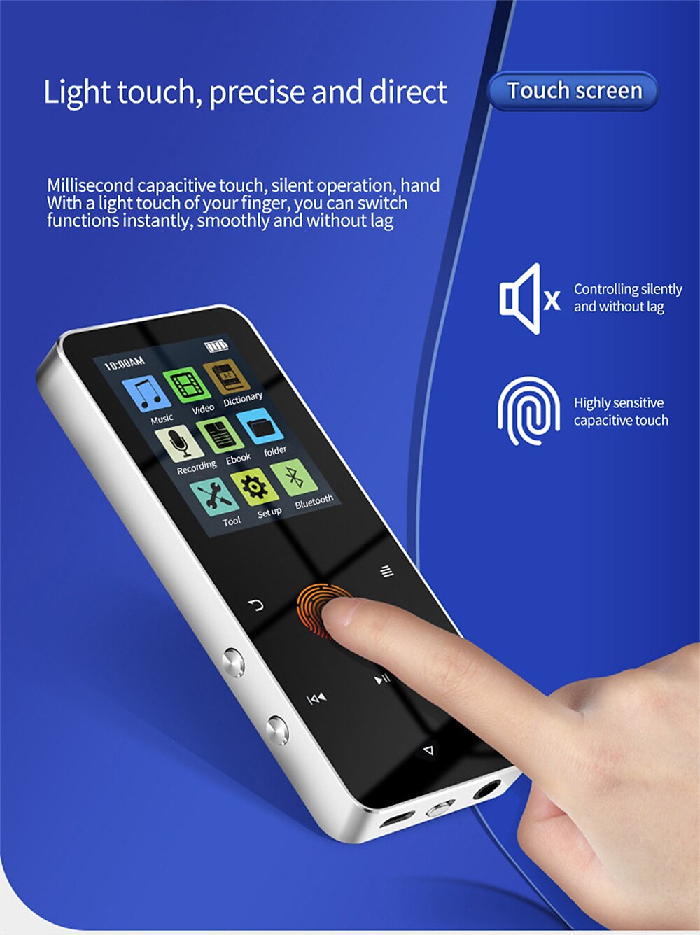 Q8 Met Bluetooth 5.0 MP3 Speler Full 1.8 inch Touch Screen 4GB 8GB 16GB 32GB MP4 Player Muziekspeler Met Ingebouwde Speaker Fm Radio Recorder 2025 - $34.99 –P3