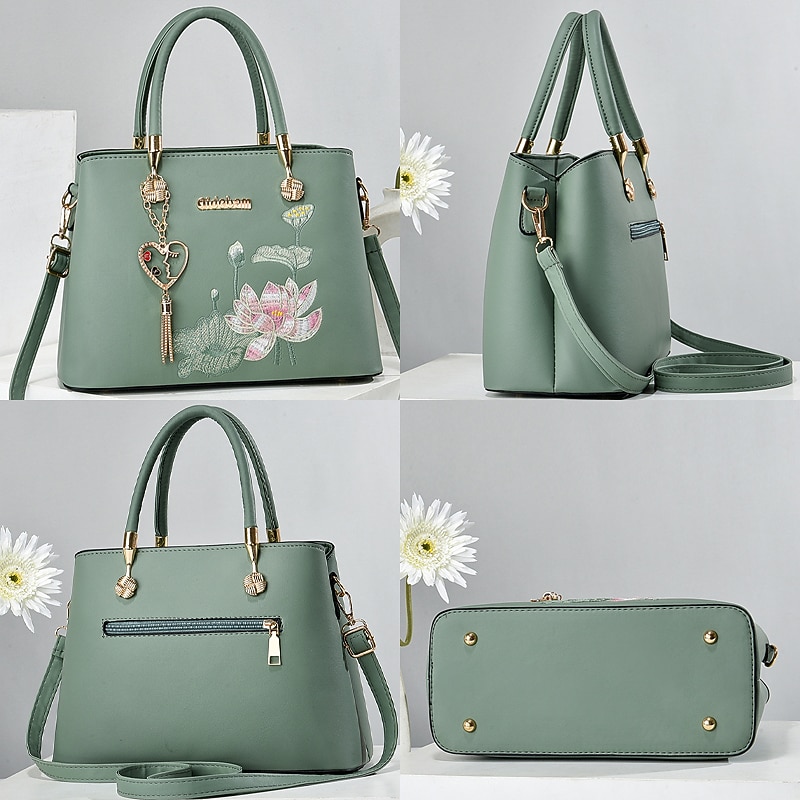 نسائي حقيبة يد حقيبة كروس حقيبة كتف حقيبة بوسطن جلد PU الأماكن المفتوحة مناسب للبس اليومي مناسب للعطلات تعليقه سنسال سحاب سعة كبيرة مقاوم للماء مضاعف لون الصلبة تطريز زهور أسود أبيض أحمر 2026 - $34.99 –P8