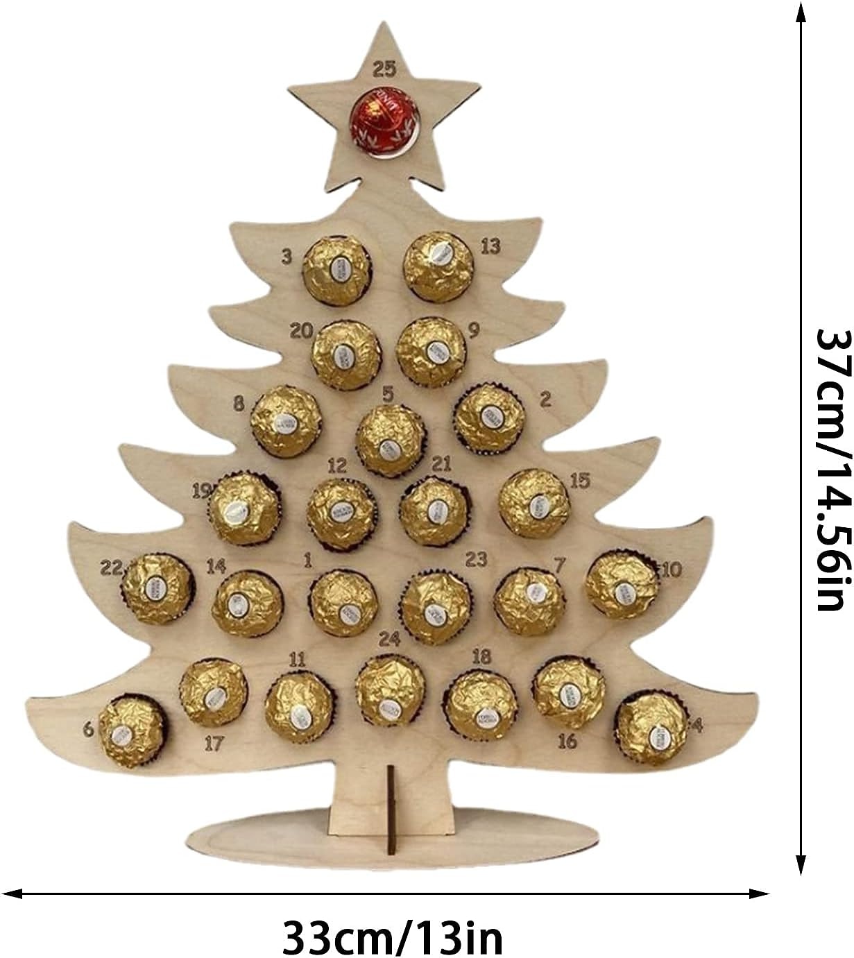 עץ חג המולד Advent מעץ 2025 לוח שנה לספור לאחור של 24 ימים לחג המולד עם שוקולדים מתקן דונאט בצורת לב קישוטי מסיבה לעבודה בגן ילדים בנים ובנות קטנים 2025 - $20.99 –P5