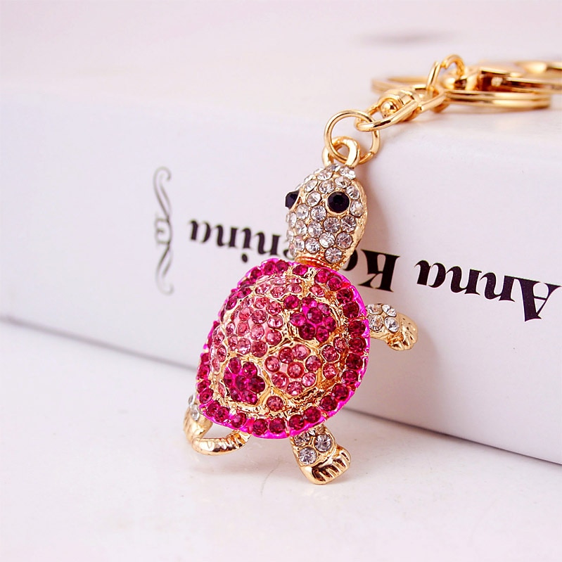 nowość rhinestone żółw breloki brelok moda zwierzęcy żółw metalowy kryształ torebka wisiorek prezent 2025 - $8.99 -P4