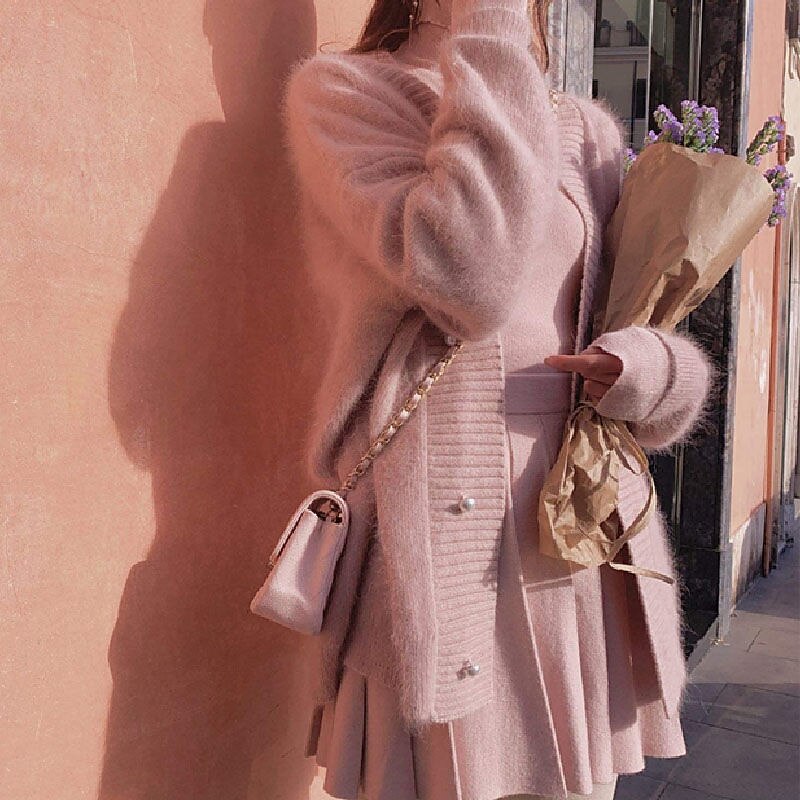 Women's Cardigan Sweater Open Front Ribbed Knit Polyester Button Fall Winter Regular Daily Going out Weekend Stylish Casual Soft Long Sleeve Solid Color Pink Beige S M L 2023 - US $29.99 –P4