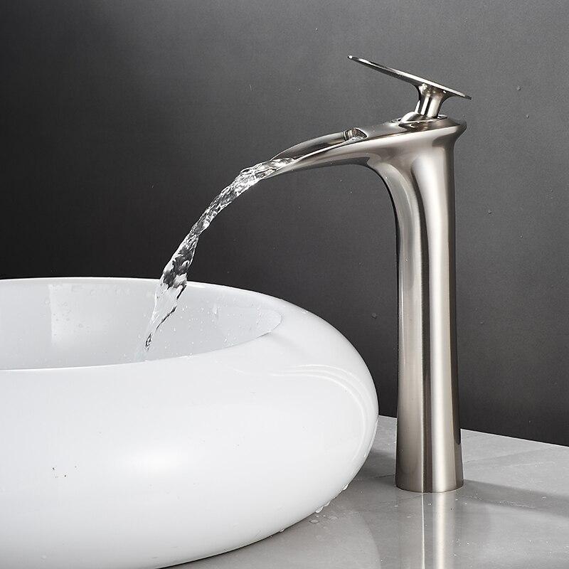Bathroom Sink Faucet - Waterfall Electroplated / Painted Finishes Centerset Single Handle One HoleBath Taps 2025 - $97.99 –P4