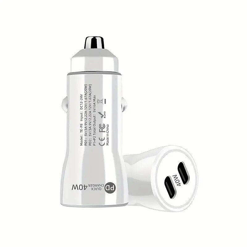 40 w duplo pd carregamento de carro pdpd carga rápida 40 w carregador de carro novo 40 w duplo tipo-c carregamento de porta de 2025 por $15.99 –P2