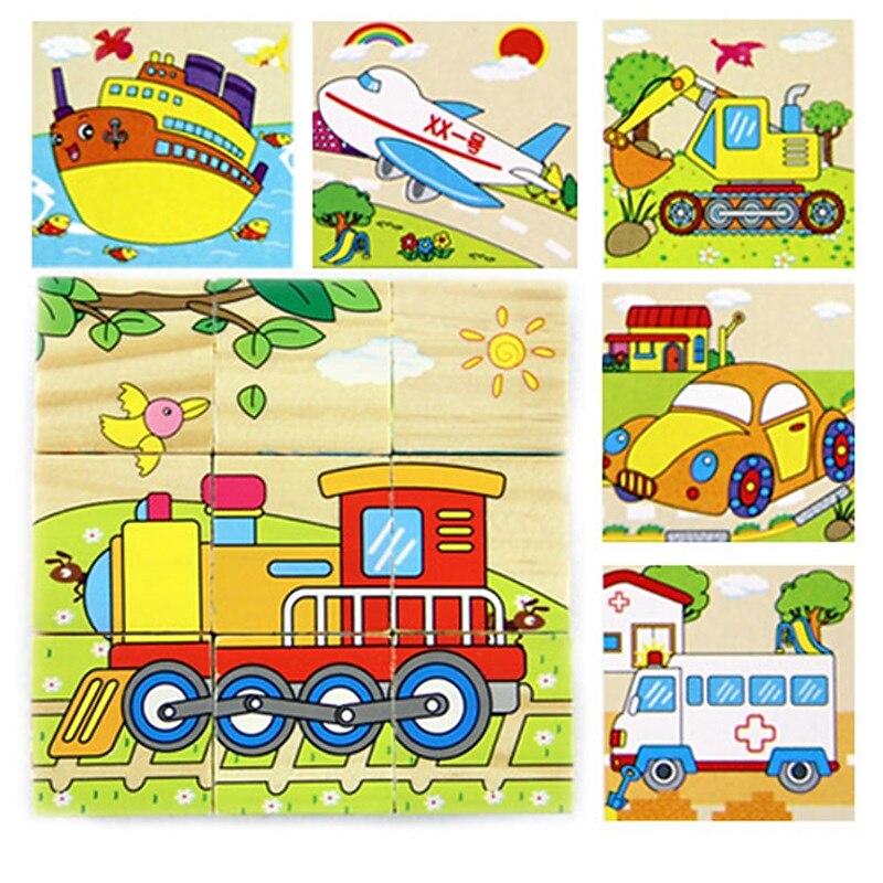 puzzle 3d din lemn pentru cadouri de aniversare pentru copii jucării puzzle pentru grădiniță bloc de construcție 3d din lemn pictură pe șase fețe 2025 - $23.99 –P10