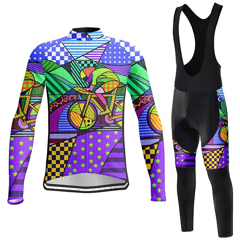 Per uomo Maglia da ciclismo con salopette Manica Lunga Mountain Bike MTB Ciclismo su strada Inverno Autunno Lilla Rosa Blu Grafico Bicicletta Cuscinetto 3D Asciugatura Rapida Tasca Posteriore del 2026 a $25.99 –P16