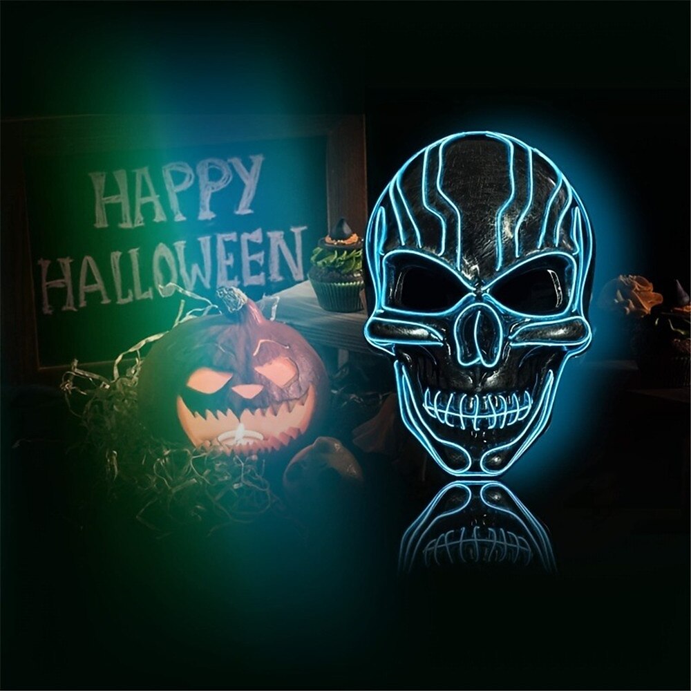 Scary Mask Halloween LED Light Prop Terror Mask with 3 Flashing-Modes for Halloween Festival Party Cos Play 2025 - $16.99 –P6