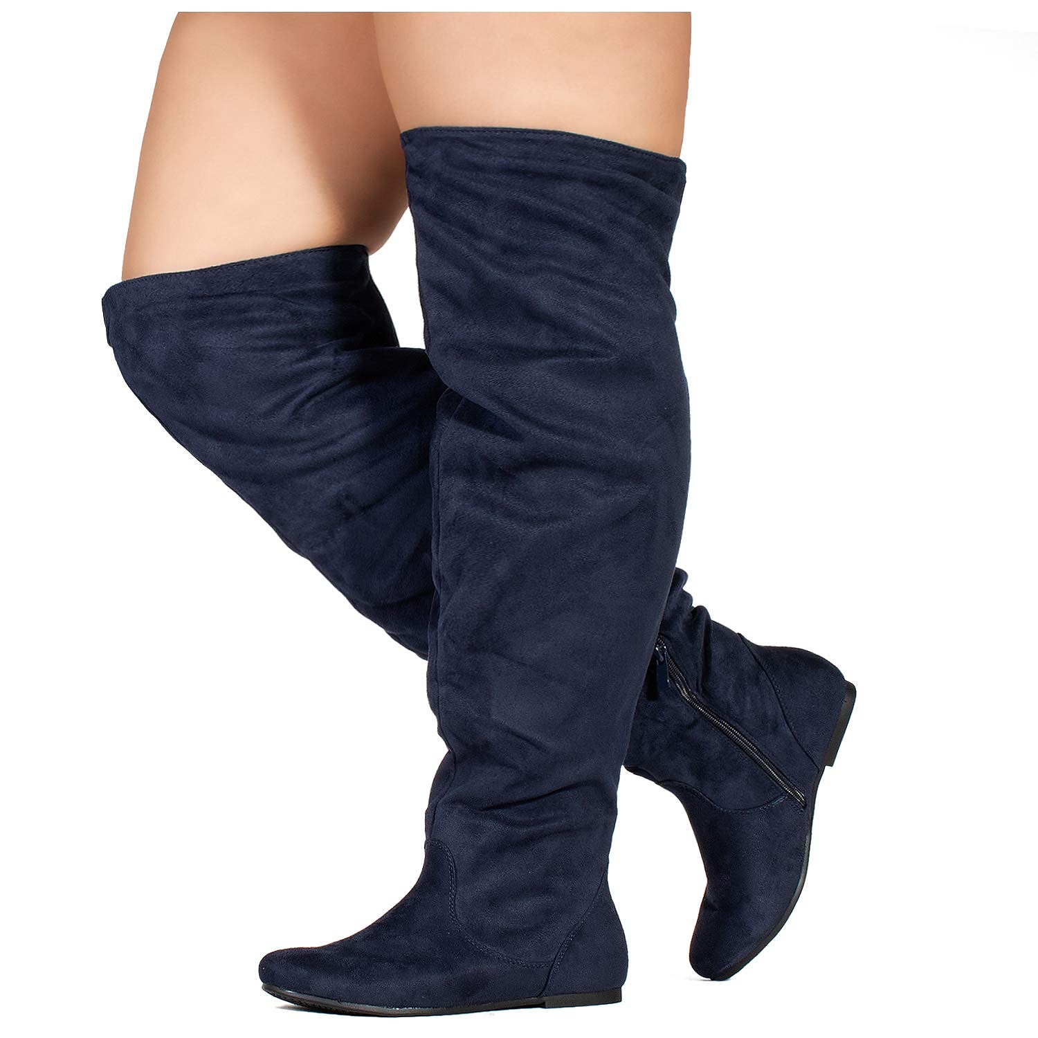 Női Csizmák Fordított bőr cipő Slouchy Boots Extra méret Szabadtéri Napi Tömör szín Térd fölé érő csizmák Középborjú csizma Tél Cipzár Lapos Kerek orrú Alkalmi Kényelmes minimalizmus Fordított bőr 2025 - $54.99 –P5