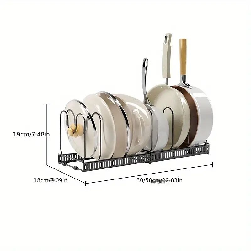 1pc Retractable Pot Rack, Kitchen Storage Rack, Cabinet Built-in Pot Rack  Under Sink, Adjustable Pot Pan And Lid Storage Rack, Kitchen Accessories