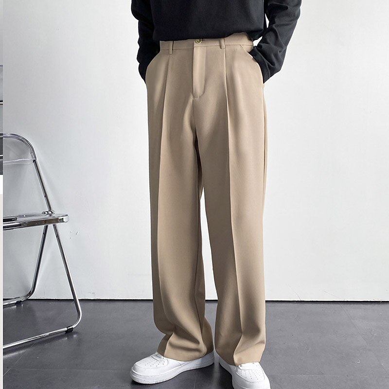 Męskie Garnitury Spodnie Spodnie codzienne Plisowane spodnie Spodnie garniturowe Kieszeń Prosta noga Równina Komfort Oddychający Codzienny Święto Streetwear Elegancki Styl klasyczny Czarny Biały 2025 - $27.99 –P2