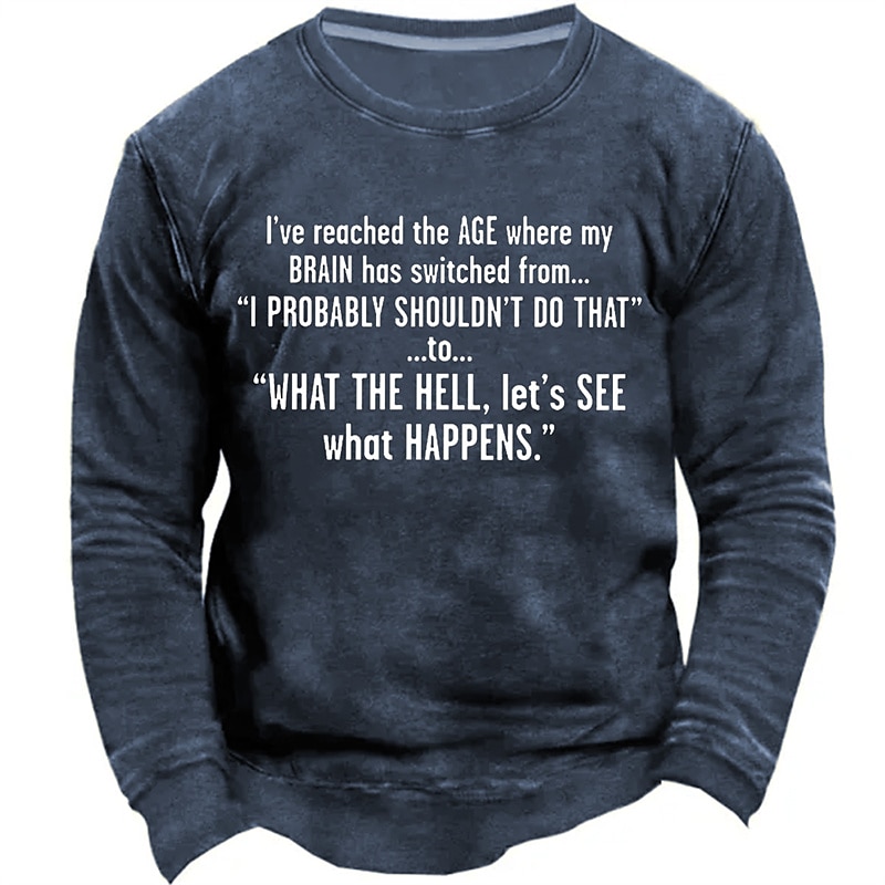 Męska Śmieszna Bluza z Kołnierzykiem 'Co do cholery zobaczmy co się wydarzy' Sarkastyczny Humor Wieku Długi Rękaw 2026 - $29.99 –P2