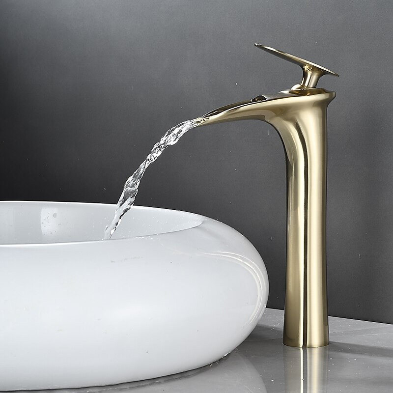 Bathroom Sink Faucet - Waterfall Electroplated / Painted Finishes Centerset Single Handle One HoleBath Taps 2025 - $97.99 –P15