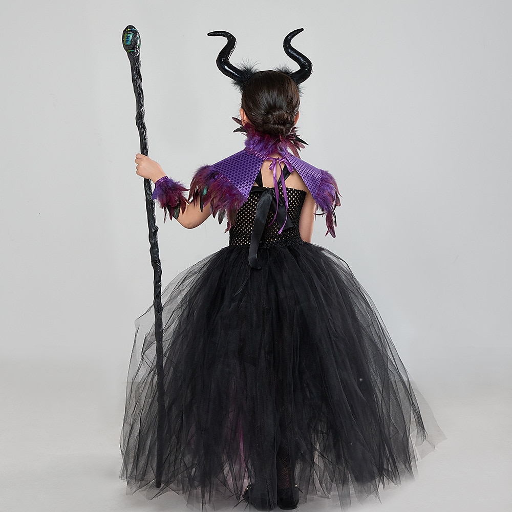 Halloween Hexe Maleficent Walpurgisnacht Kleid Cosplay Kostüm Tutu Kinder Mädchen Cosplay Halloween Leistung Party Halloween Halloween Karneval Maskerade Einfaches Karnevalskostüm 2025 - $48.99 –P8