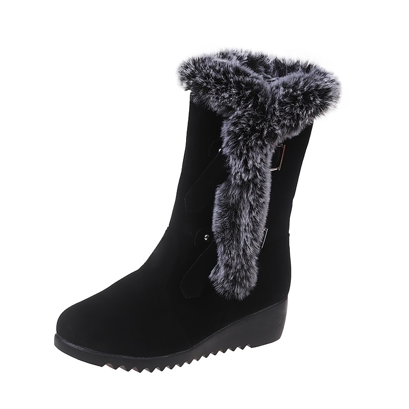 Femme Bottes Bottes de neige Chaussures en daim Bottes d'hiver Extérieur Couleur unie Doublé en Polaire Bottes mi-mollet Boucle Hauteur de semelle compensée Bout rond Rétro Vintage Pluche Classique de 2025 ? $42.99 –P9