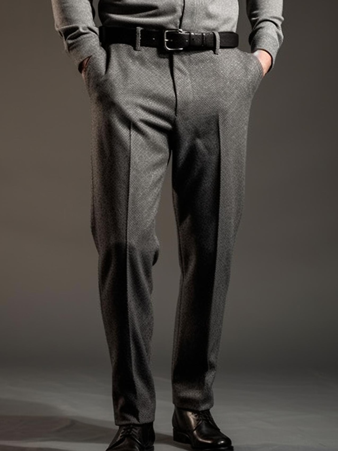 Men's Dress Pants Trousers Suit Pants Tweed Pants Pocket Plain Comfort Breathable Outdoor Daily Going out Fashion Casual Black Light Grey 2025 - GBP £23 –P1