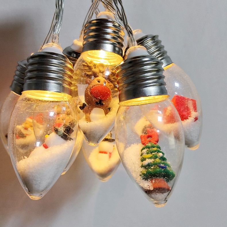 Christmas Fairy String Lights Christmas Tree Snow Bulb String Light 1.5m 10LEDs Decor Fairy Lights New Year Party Xmas Indoor Bedroom Tree Patio Decoration Garland Lights 2025 - CAD $17.99 –P3