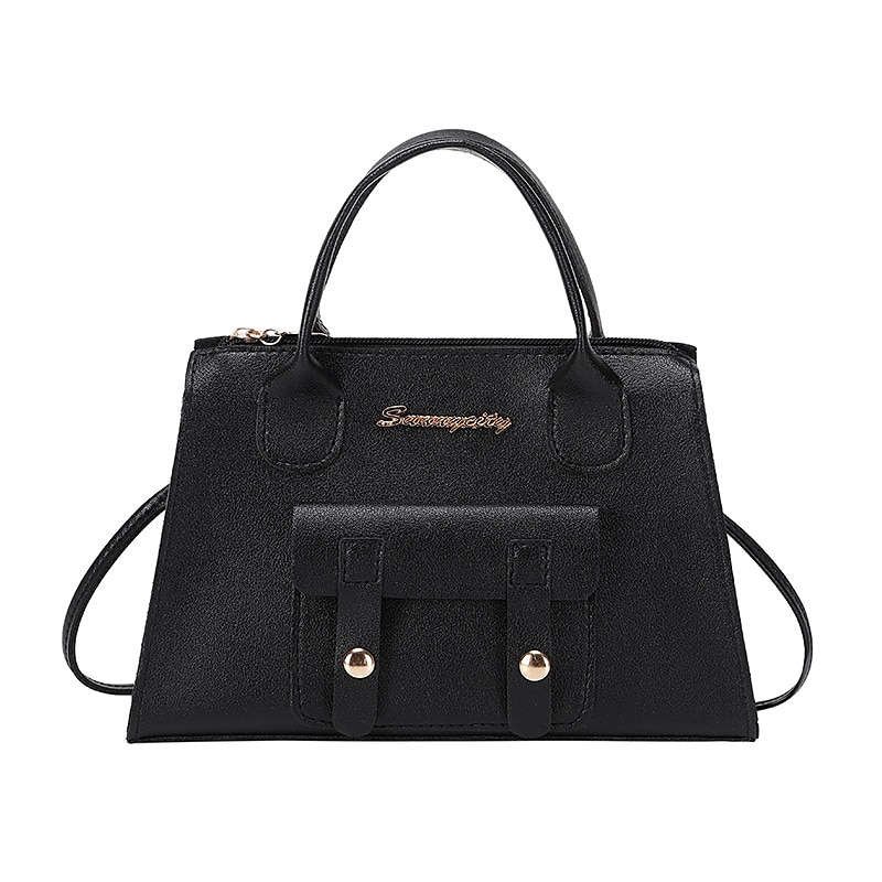 Weiße Damenhandtasche aus Kunstleder mit Tragegriff oben und Schnallendetail vorne – elegante, strukturierte Umhängetasche für Büro, Reisen und den täglichen Gebrauch 2025 - $14.99 –P7