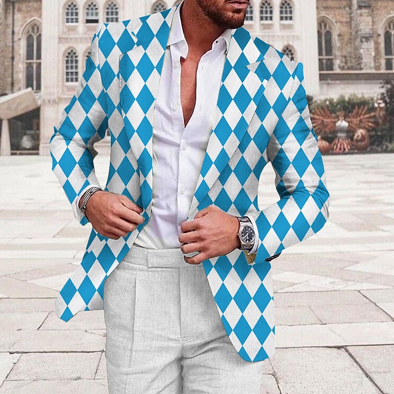 Herren Argyle Langarm Umlegekragen Geschäftlich Arbeit Büro-Outfit Ausgehen Knöpfe Druck 2025 - $73.99 –P1