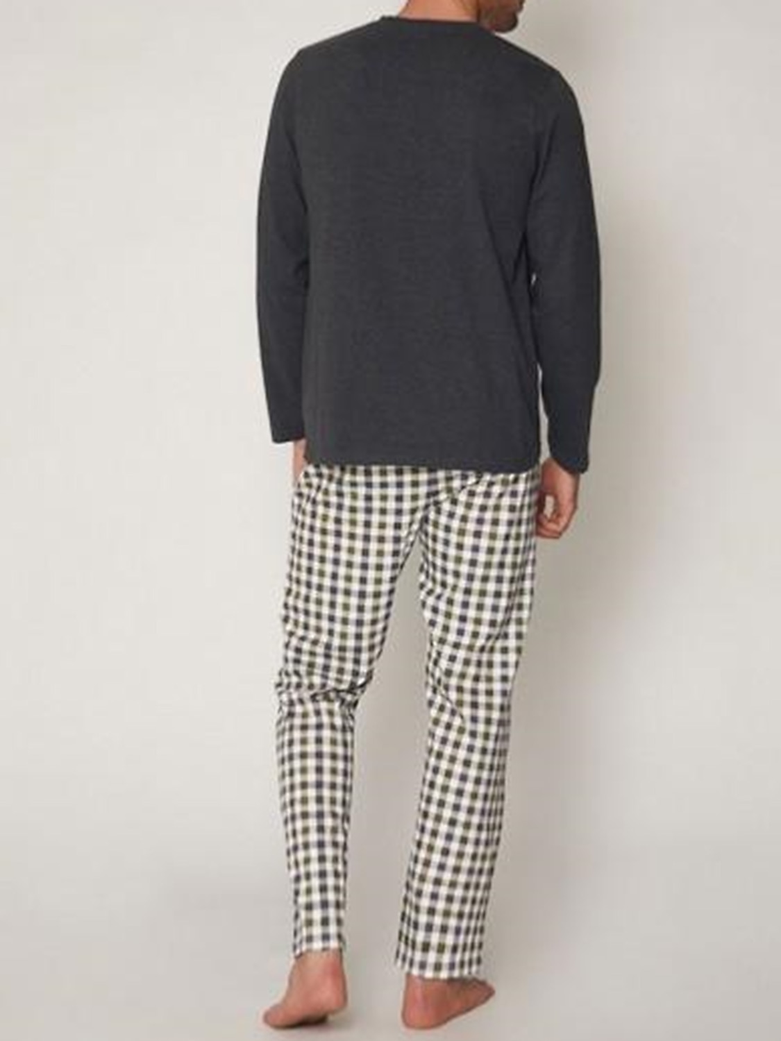 Herren Hausanzug Schlafanzüge Schlafanzug Set Pyjama-Oberteil und Hose 2 Stück Plaid Stilvoll Brautkleider schlicht Komfort Heim Täglich Baumwollmischung Komfort Rundhalsausschnitt Langarm T Shirt 2026 - $35.99 –P6