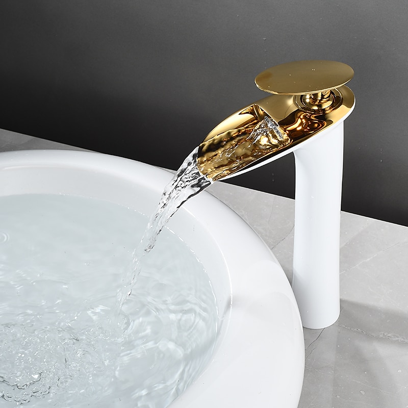 Bathroom Sink Faucet - Waterfall Electroplated / Painted Finishes Centerset Single Handle One HoleBath Taps 2025 - $97.99 –P11