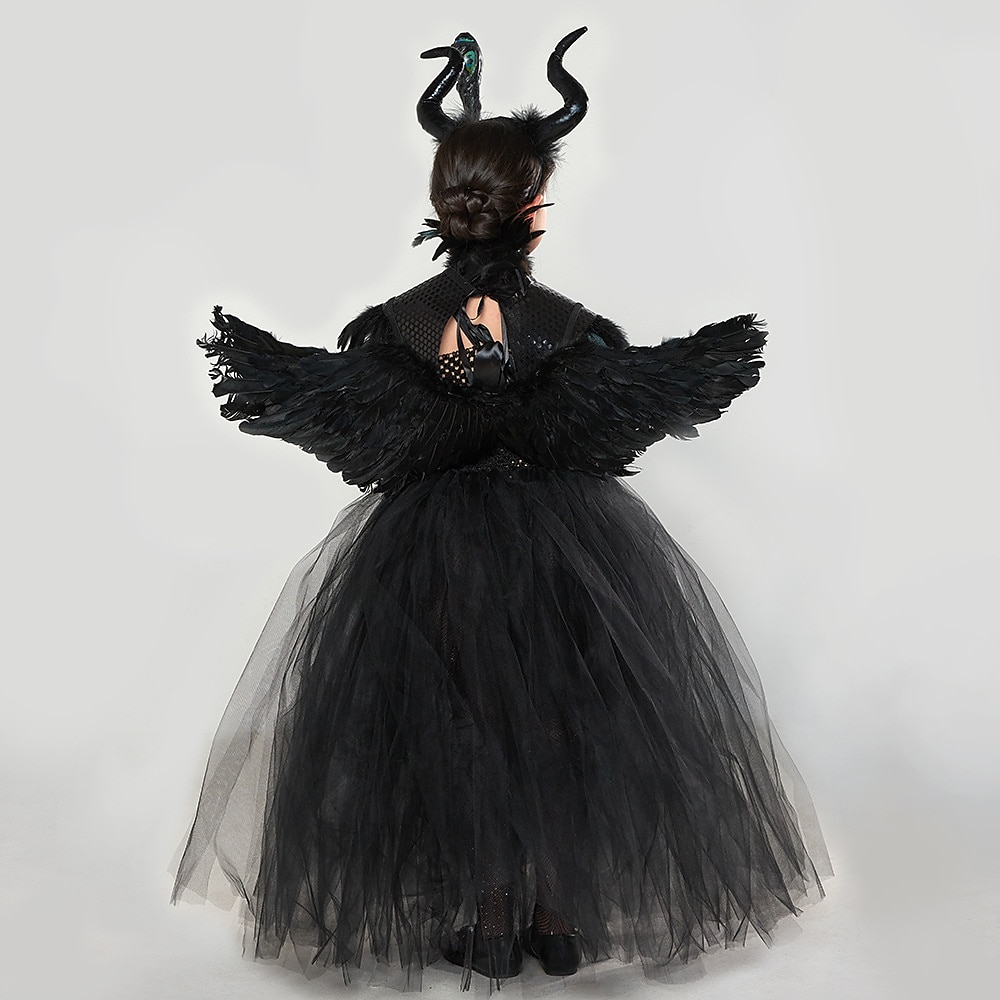 Halloween Hexe Maleficent Walpurgisnacht Kleid Cosplay Kostüm Tutu Kinder Mädchen Cosplay Halloween Leistung Party Halloween Halloween Karneval Maskerade Einfaches Karnevalskostüm 2025 - $48.99 –P4