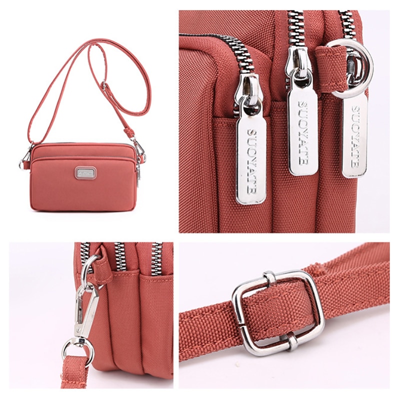 Dam Crossbody-väska Axelväska Hoboväska Nylon Utomhus Dagligen Helgdag Dragkedja Stor kapacitet Vattentät Lättvikt Ensfärgat Ljus och elegant lila Svart Marinblå 2025 - $14.99 –P9