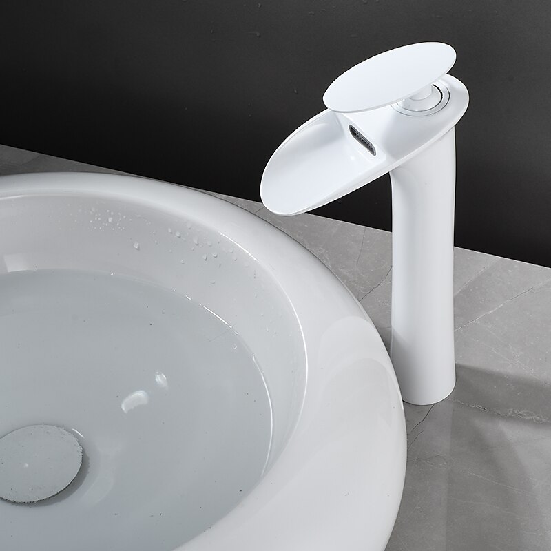 Bathroom Sink Faucet - Waterfall Electroplated / Painted Finishes Centerset Single Handle One HoleBath Taps 2025 - $97.99 –P6