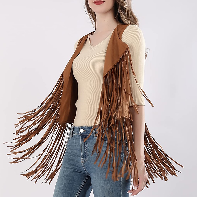 Retro / vintage 1970erne Semsket vest Ermeløs Hippie Dusk Ensfarget Dame Fest / aften Pride-parade Pride måned Voksne Topp 2025 - $22.99 –P1