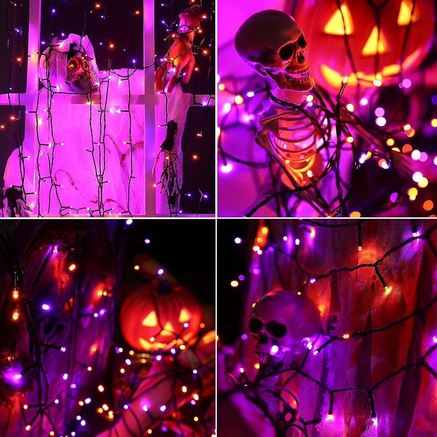 Guirlande lumineuse Halloween violet orange 8 fonctions intérieure et extérieure guirlande lumineuse décorative Halloween prise de sécurité basse tension 10 mètres 100 lumières 20 mètres 200 lumières de 2025 ? $14.99 –P3