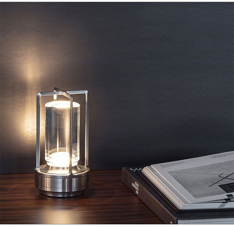 Candeeiro de mesa recarregável sem fio LED retro bar lâmpadas de mesa de metal toque dimmer luz noturna tri-cores para restaurante quarto bar hotel luzes de decoração de casa de 2025 por $53.99 –P9