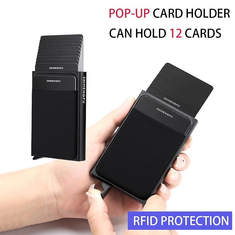 1 Pc Slim Aluminum Wallet Credit Card Holder RFID Wallet Metal Thin Slim Bank Card Case Men Women Pop-up Credit Card Bag 2025 - $11.99 –P7