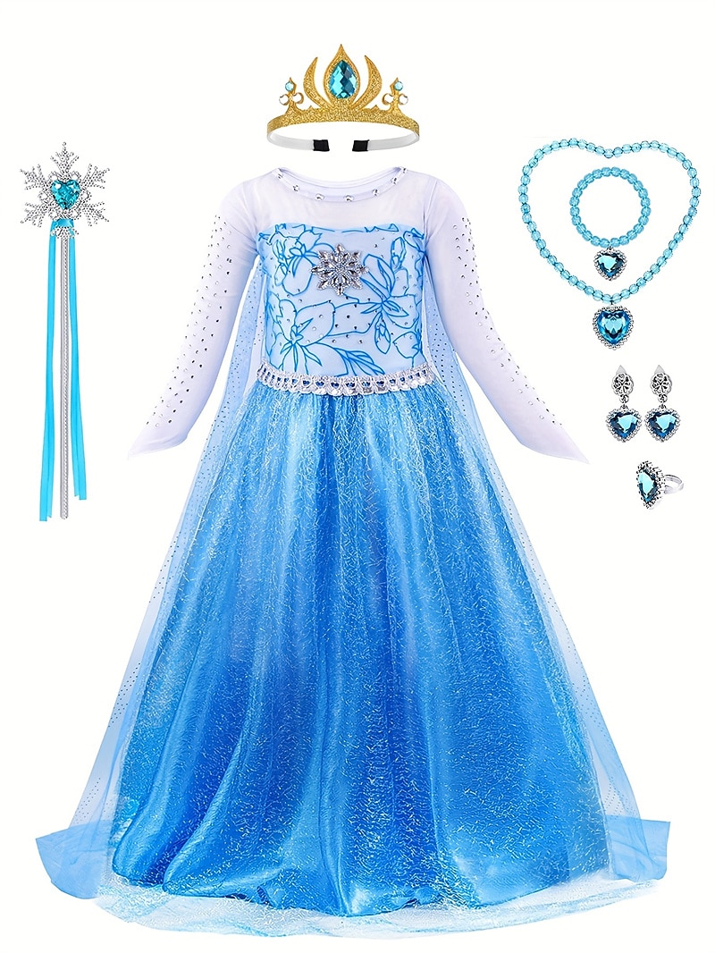 Frozen Cuento de Hadas Princesa Elsa Vestido de niña de las flores Disfraz de fiesta temática Vestidos de tul Cosplay Cosplay de película for Chica Niños Navidad Carnaval Mascarada Boda Invitado a la 2025 - $38.99 –P2