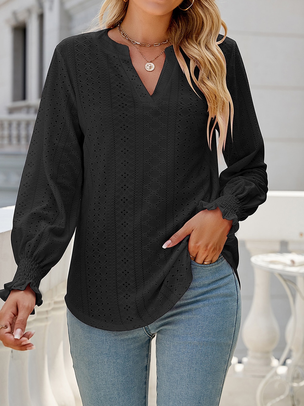 Chemise Chemisier Femme Noir Blanche Rose Claire Couleur unie Ouvert du quotidien Mode Col de Chemise Standard S de 2025 ? $19.99 –P1