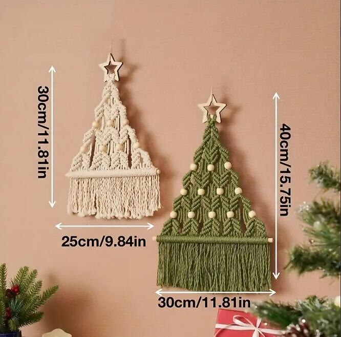Árbol de Navidad diy de macramé, kit de bricolaje de árbol de Navidad tejido de 2 piezas, kit de regalo de manualidades navideñas adecuado para regalo de familiares y amigos 2025 - $12.99 –P2