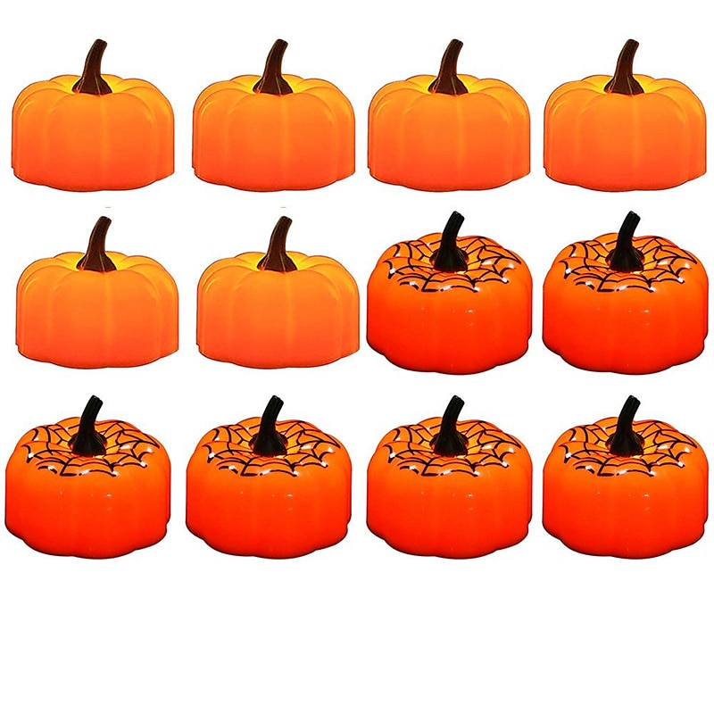 12db mini sütőtök gyertya lángmentes gyertya lámpák hálaadás sütőtök tealámpák led tea lámpák sütőtök gyertyák elemes őszi halloween hálaadás lakberendezési dekoráció 2025 - $14.49 –P3