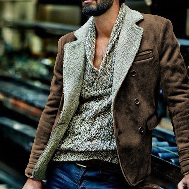 Per uomo Giacca in sherpa Giacca in pelle scamosciata marrone Casual Giornaliero Tenere al caldo Antivento Tasche Autunno Inverno Colore puro Streetwear Informale Bavero Standard Ecopelle Nero Cachi del 2025 a $36.99 –P1
