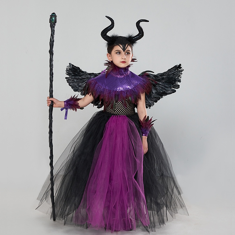 Halloween Hexe Maleficent Walpurgisnacht Kleid Cosplay Kostüm Tutu Kinder Mädchen Cosplay Halloween Leistung Party Halloween Halloween Karneval Maskerade Einfaches Karnevalskostüm 2025 - $48.99 –P5
