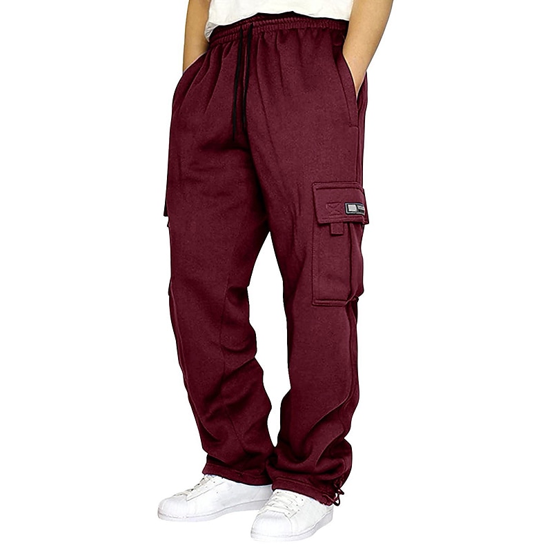 Men's Sweatpants Joggers Trousers Cargo Sweatpants Pocket Plain Comfort Breathable Outdoor Daily Going out Fashion Casual Dark Khaki Black 2025 - $18.49 –P11